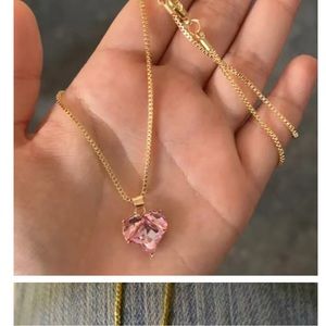 Gold and pink heart necklace